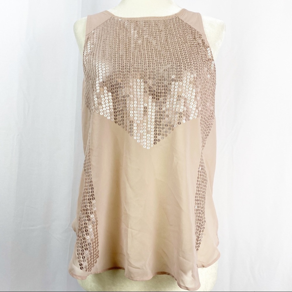 American Eagle Semi Sheer Sequin Zip Top Blouse - Picture 1 of 7